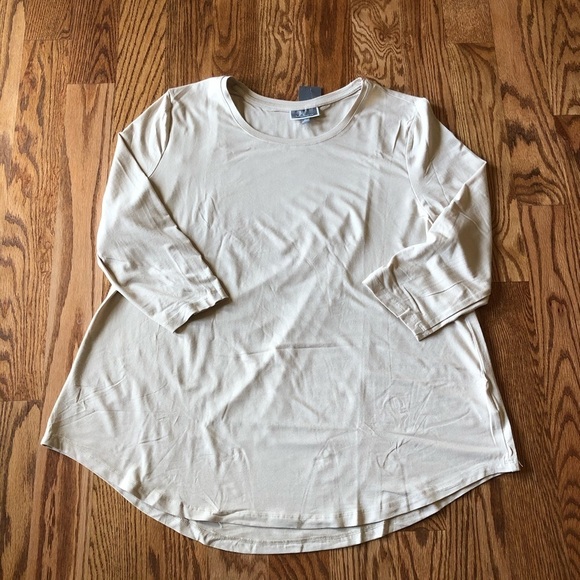 Women JM Collection Scoop Neck Sand color Shirt - Picture 4 of 8